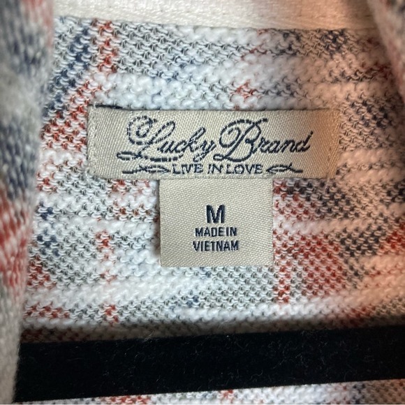 Lucky Brand cardigan women's medium southwestern print red blue grey lightweight - Picture 4 of 14